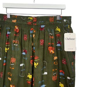 Chefwear Green Spice Jar Print Baggy Pants - Size Large - New with Tags